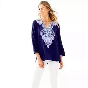 Lilly Pulitzer Renato Silk Tunic Bright Navy small
